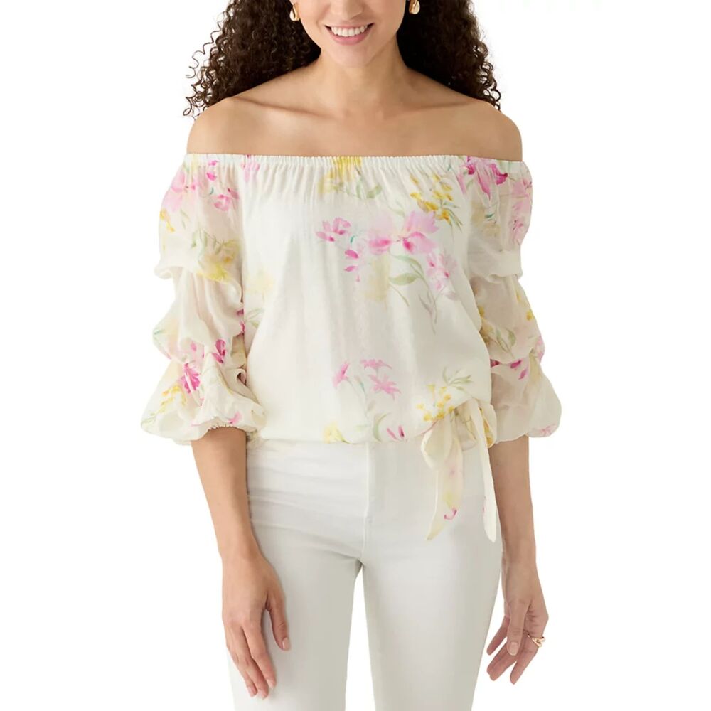 Vince Camuto Boho Floral Off-The-Shoulder Floral Peasant Blouse